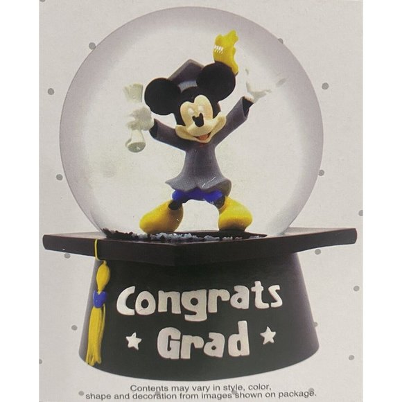 Disney 2022 Mickey Mouse in Cap Gown Graduation Musical Water Globe + Plush - Picture 2 of 6